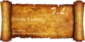 Tordy Lionel névjegykártya
